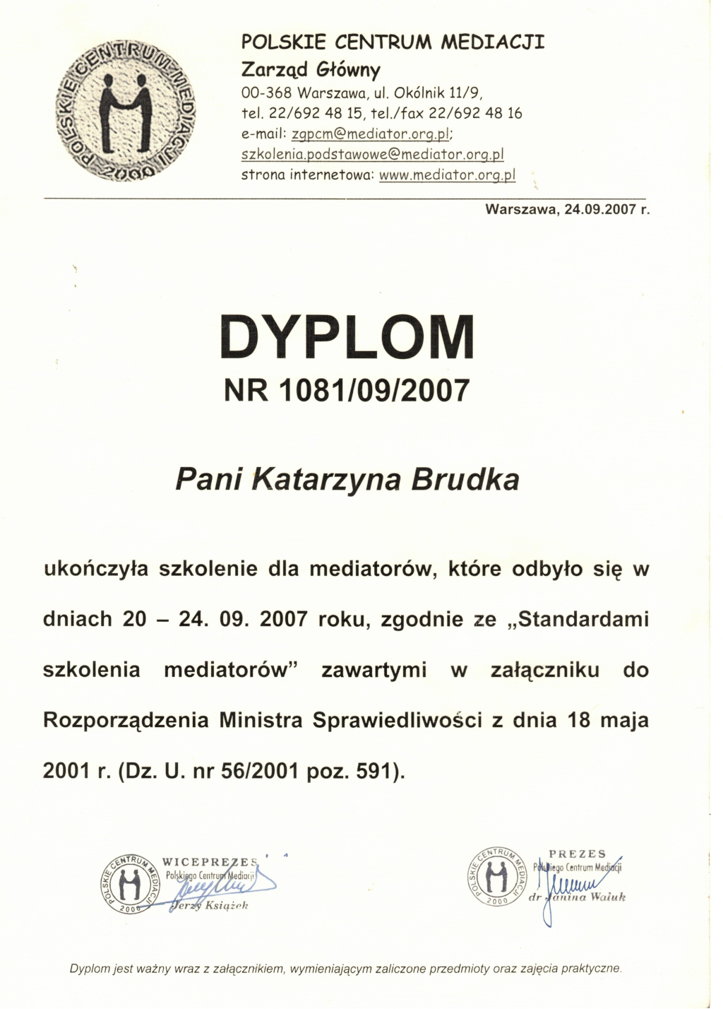 Dyplom mediatora