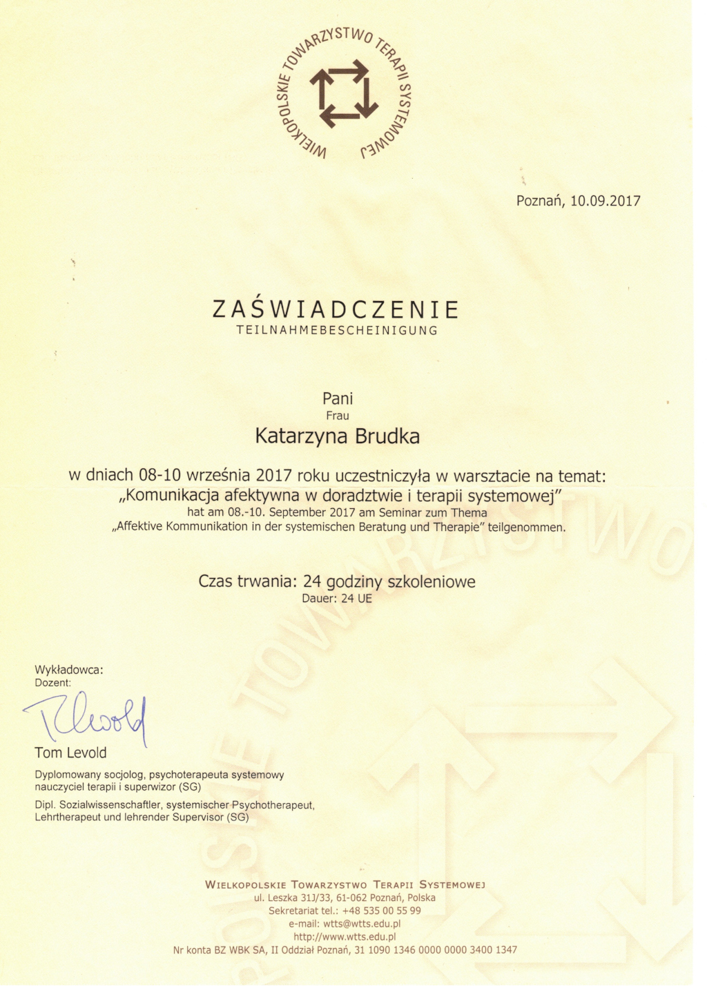 Zaświadczenie Komunikacja afektywna